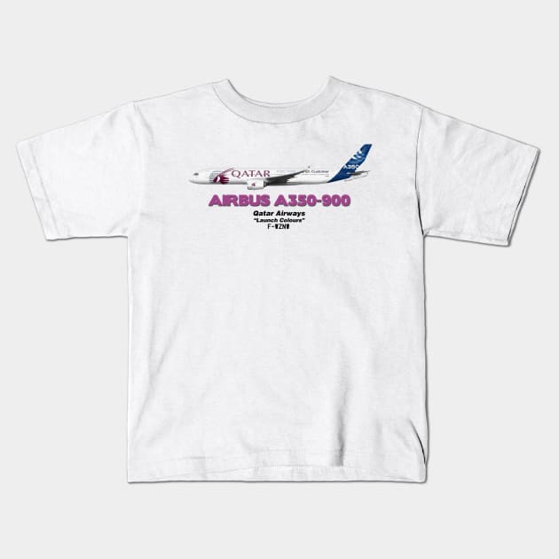 Airbus A350-900 - Qatar Airways "Launch Colours" Kids T-Shirt by TheArtofFlying